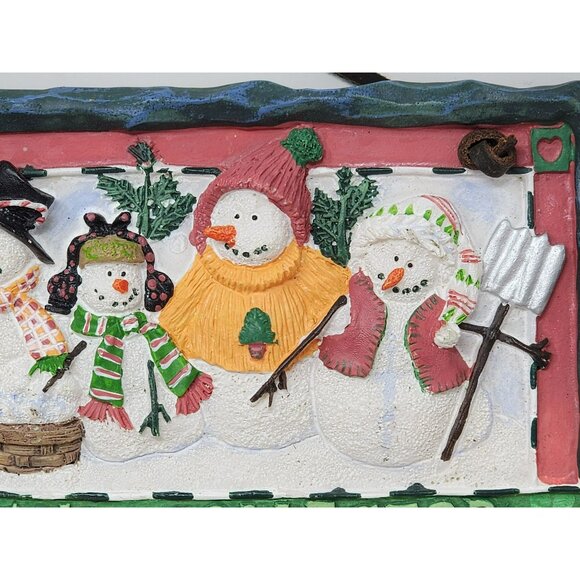 Christmas Holiday Snowman Collector Wall‎ Plaque With Rustic Leather Strap - Picture 4 of 7